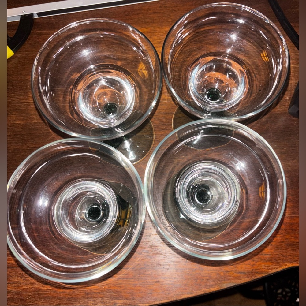 4 Vintage Mexican Margarita Glasses - Green Sombrero Stem - Artisan Glassware - Picture 7 of 8